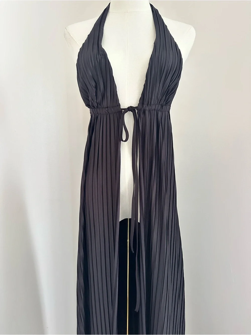 Rare🖤La Perla Black Halter Pleated Swim Cover-Up